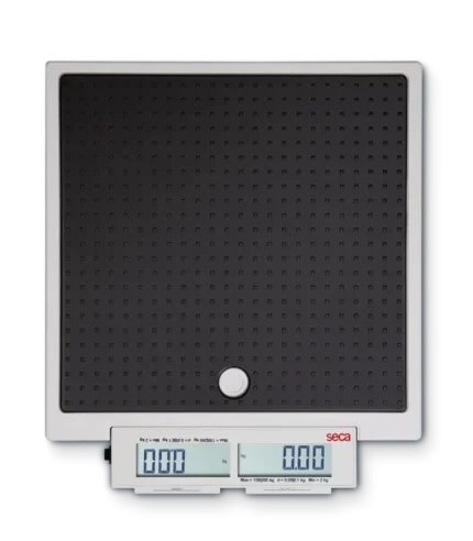 Báscula de piso con interruptores de pie y pantalla doble
